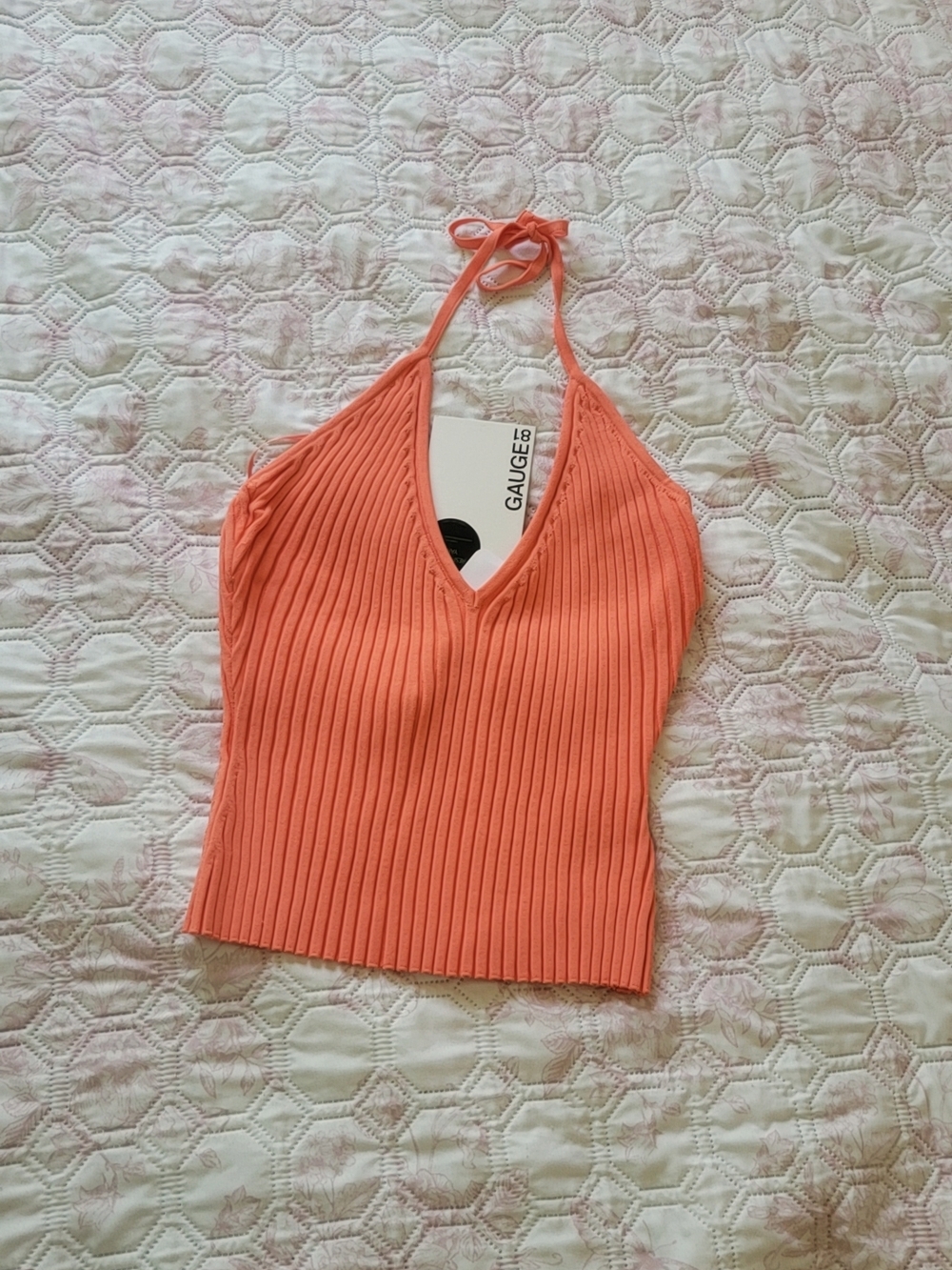 Gauge81 Coral Ribbed Halter Camisole